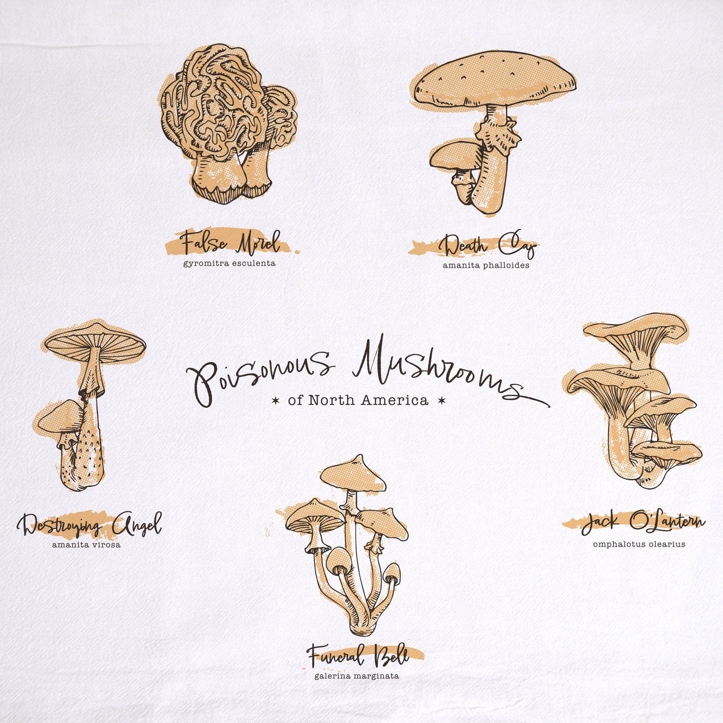 Poisonous Mushrooms Tea Towel