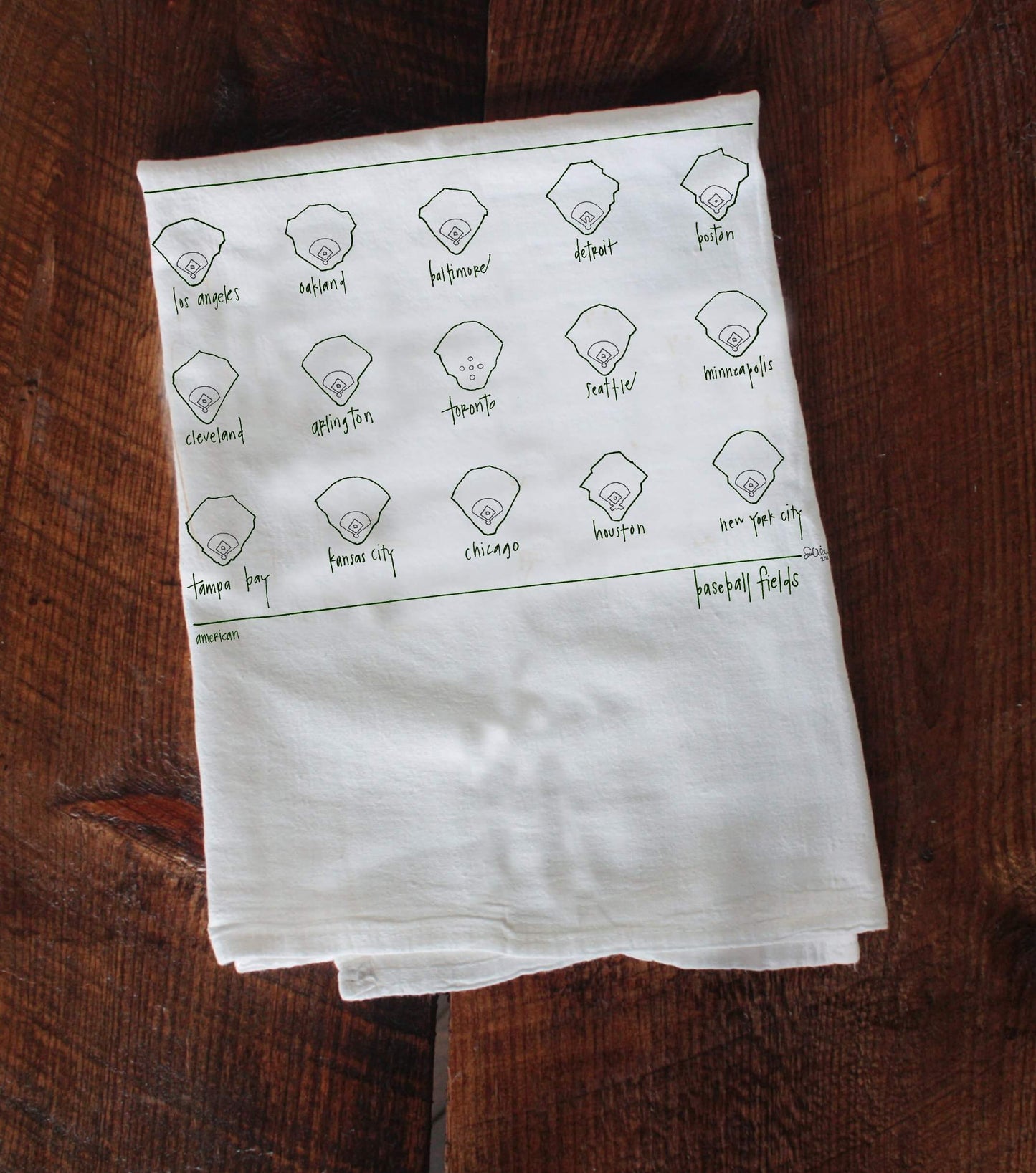 Baseball Fields Tea Towel - American League