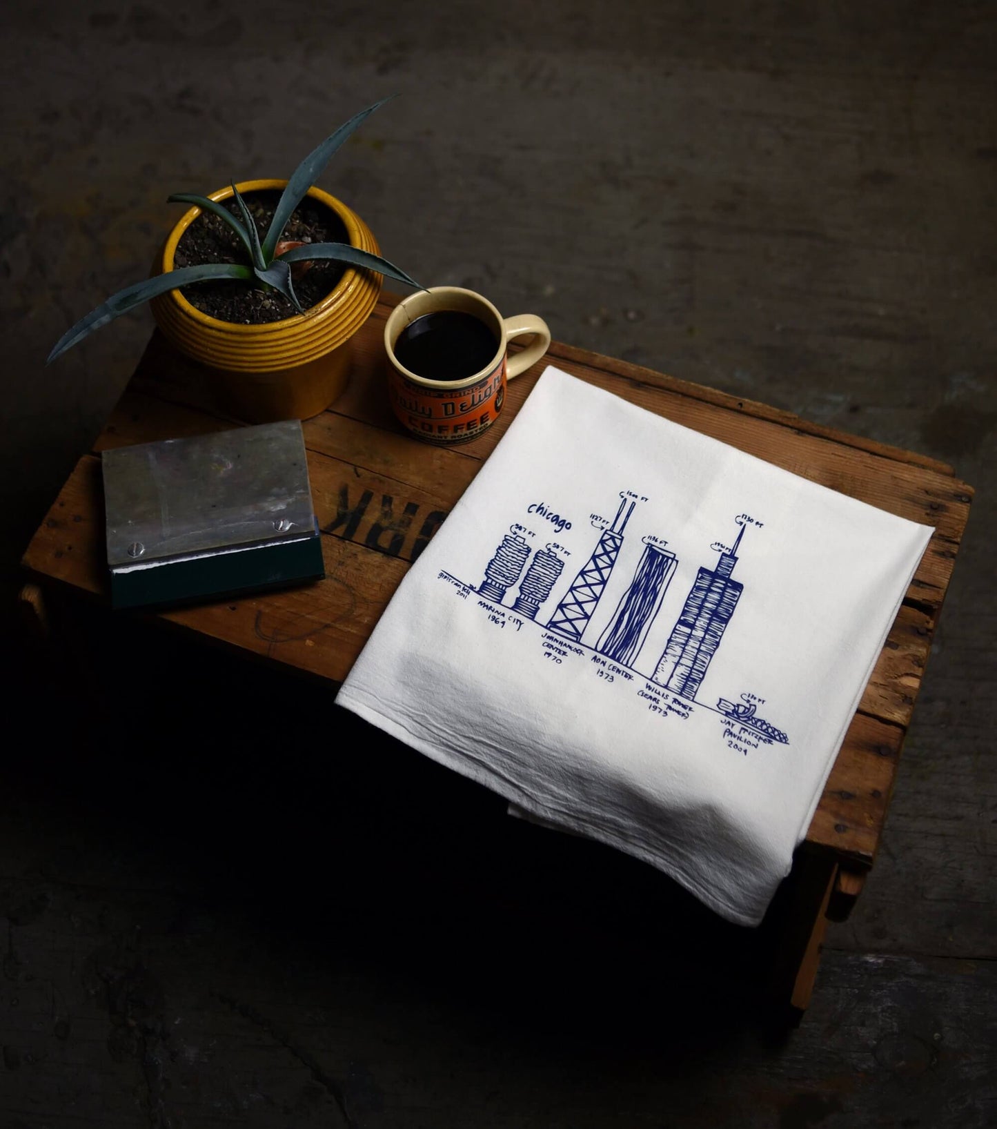 Chicago Buildings tea towel