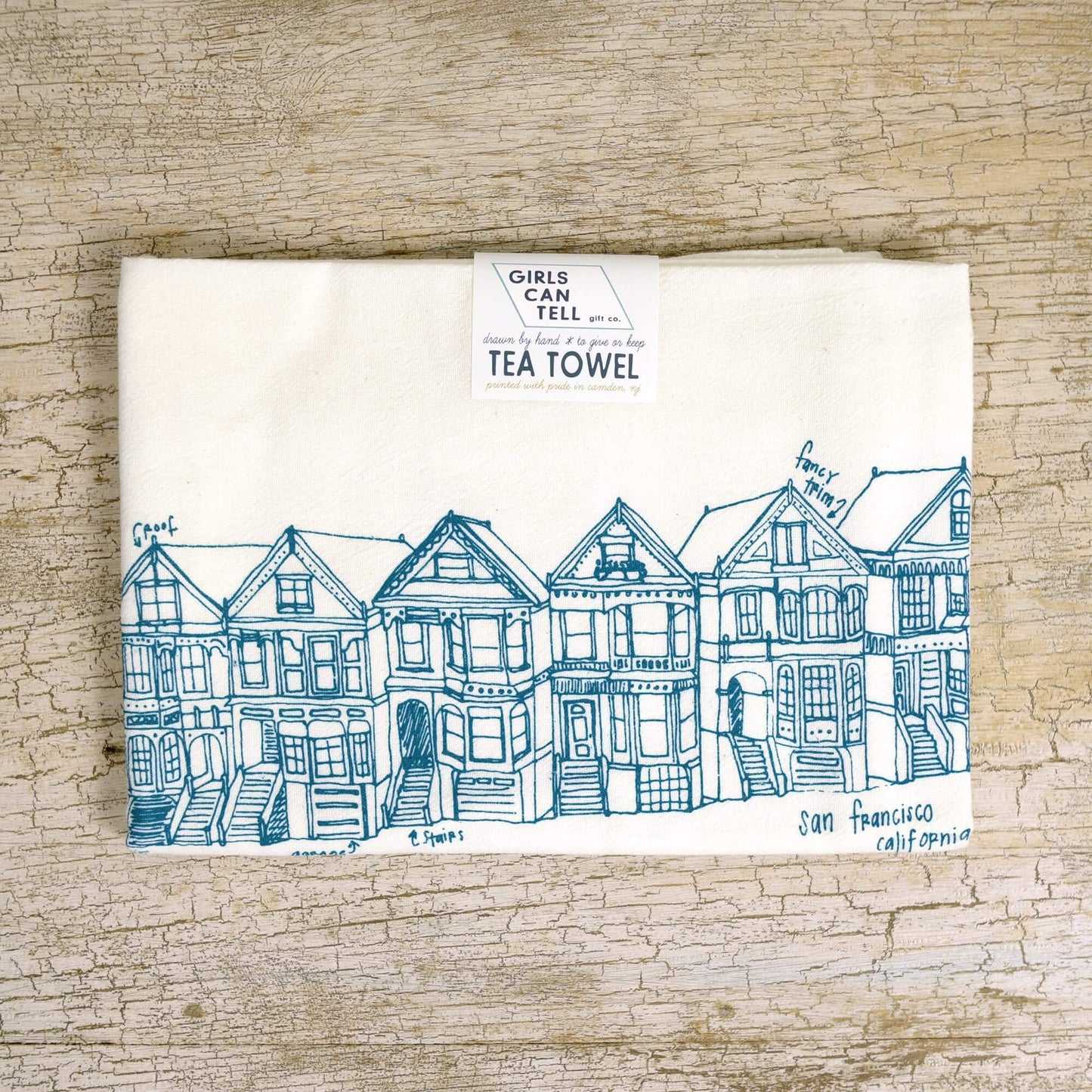 Painted Ladies of San Francisco Tea Towel